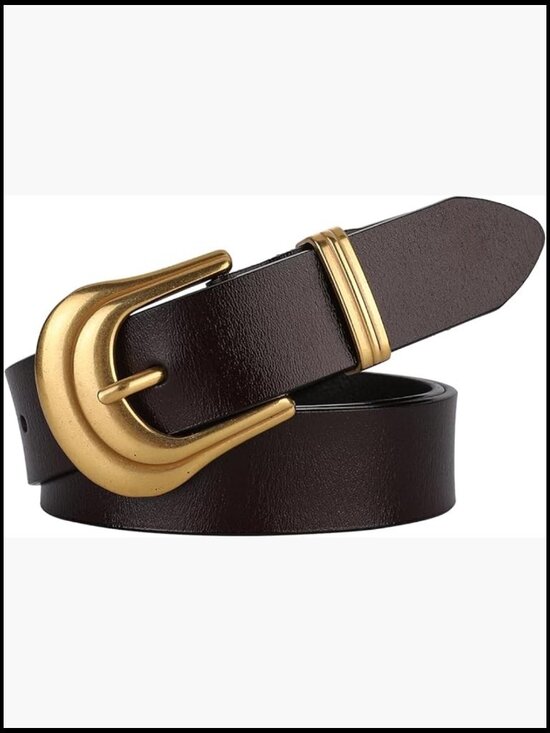 Genuine Leather Belt with Silver Gold Buckle for Women Western Style main image 5